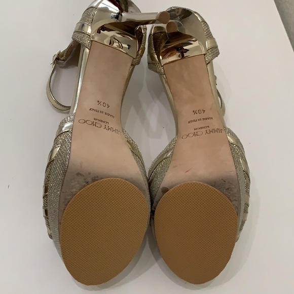 Jimmy Choo Gold Platform Heels Size 40.5 - Picture 10 of 12